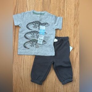 Carter’s Baby Boys Lizard Print T-Shirt and Jumping Beans Dark Pants Set - 6M